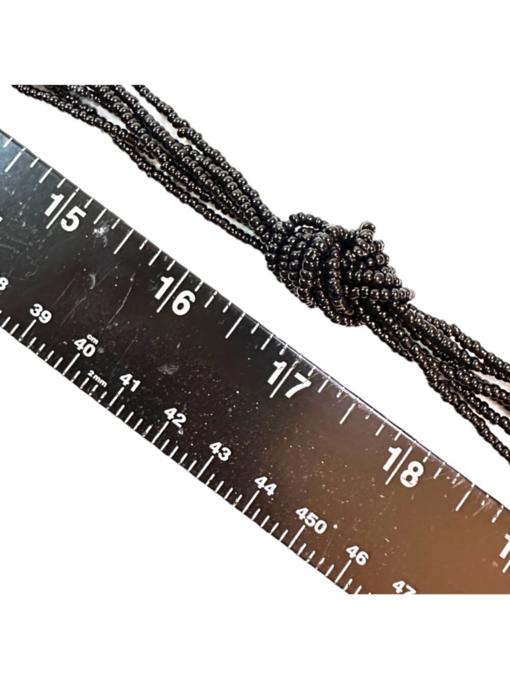 Vintage Handcrafted Jet Black Glass Bead Statement Necklace, Faceted Beads. Seed - Picture 5 of 9